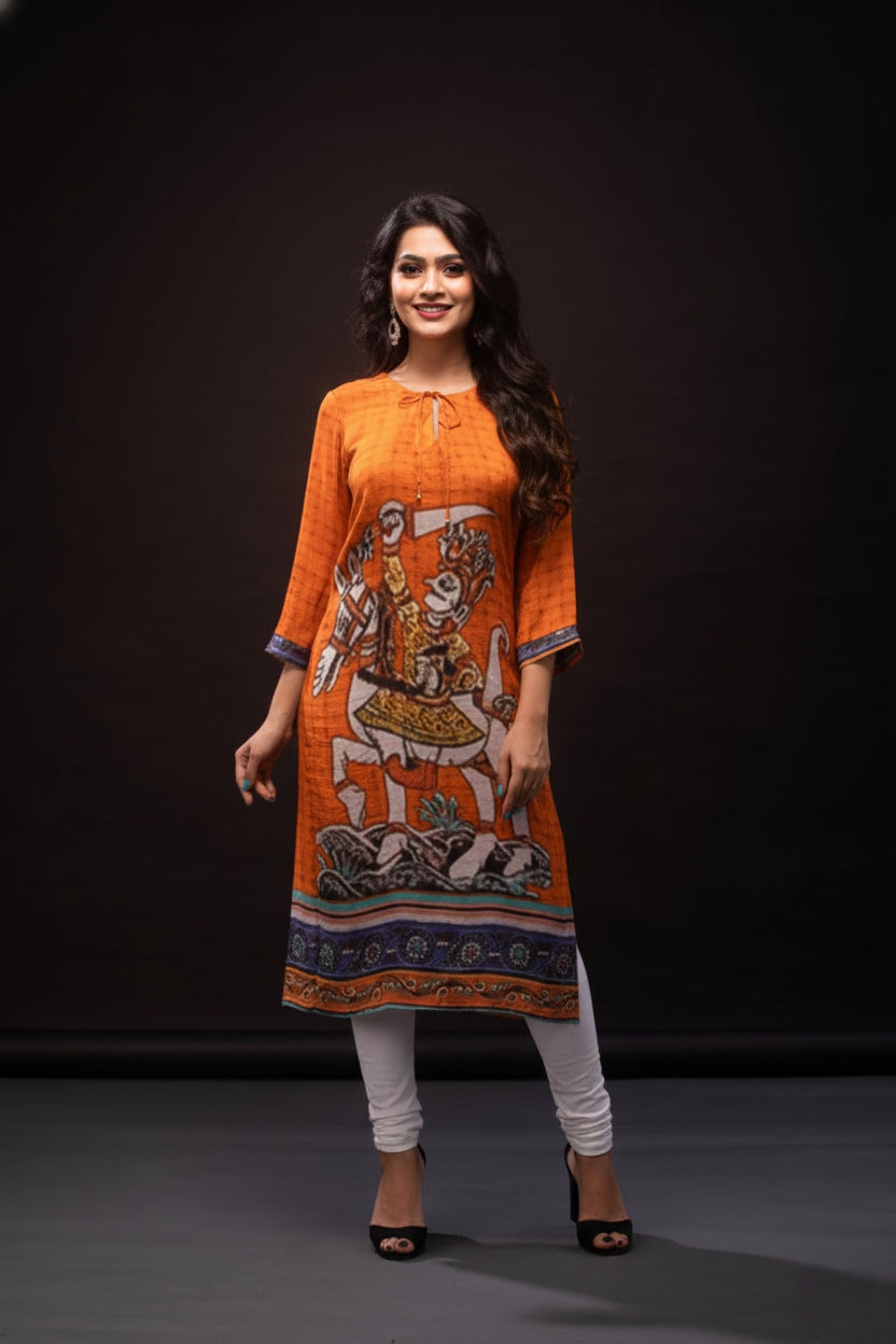 Lord Vishnu Dasavatara Spun Print Tunic
