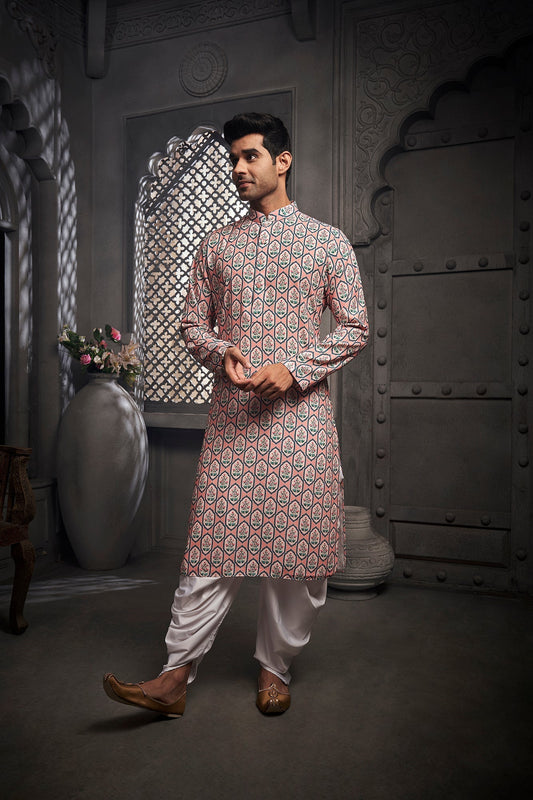 Lilac Nature Cotton Print Kurta