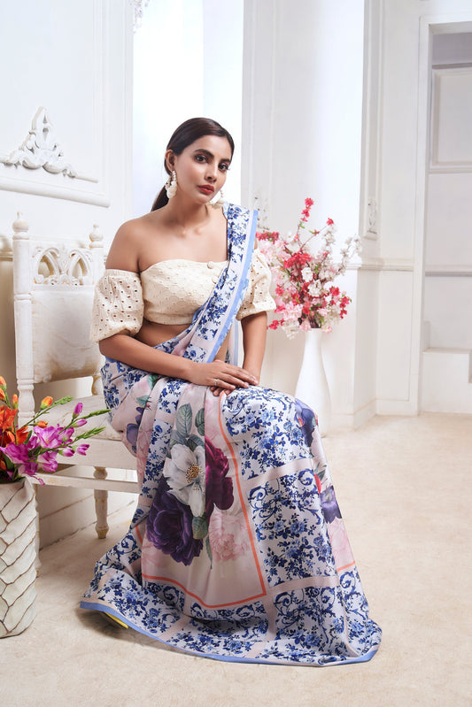 Flourishing Floral Georgette Print Saree