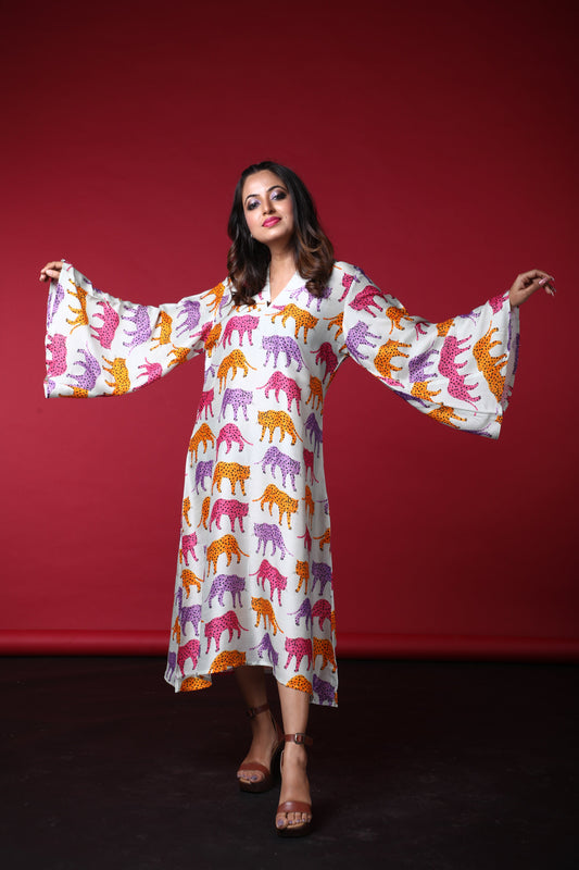 Triya Satin Print Dress