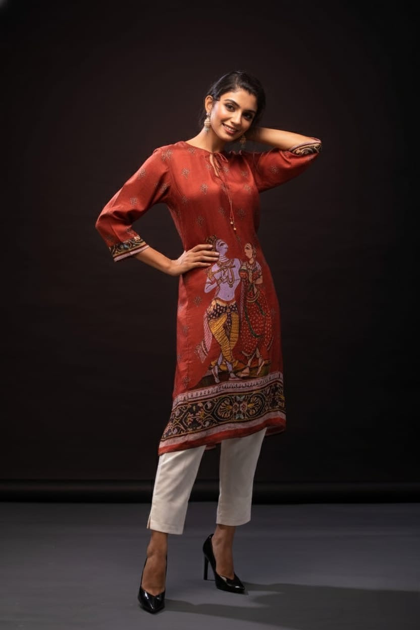 Lord Krishna Contemporary Spun Print Tunic