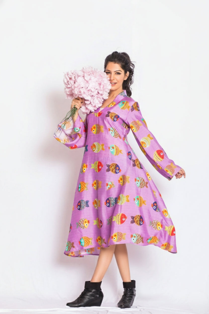 Prati Satin Print Dress