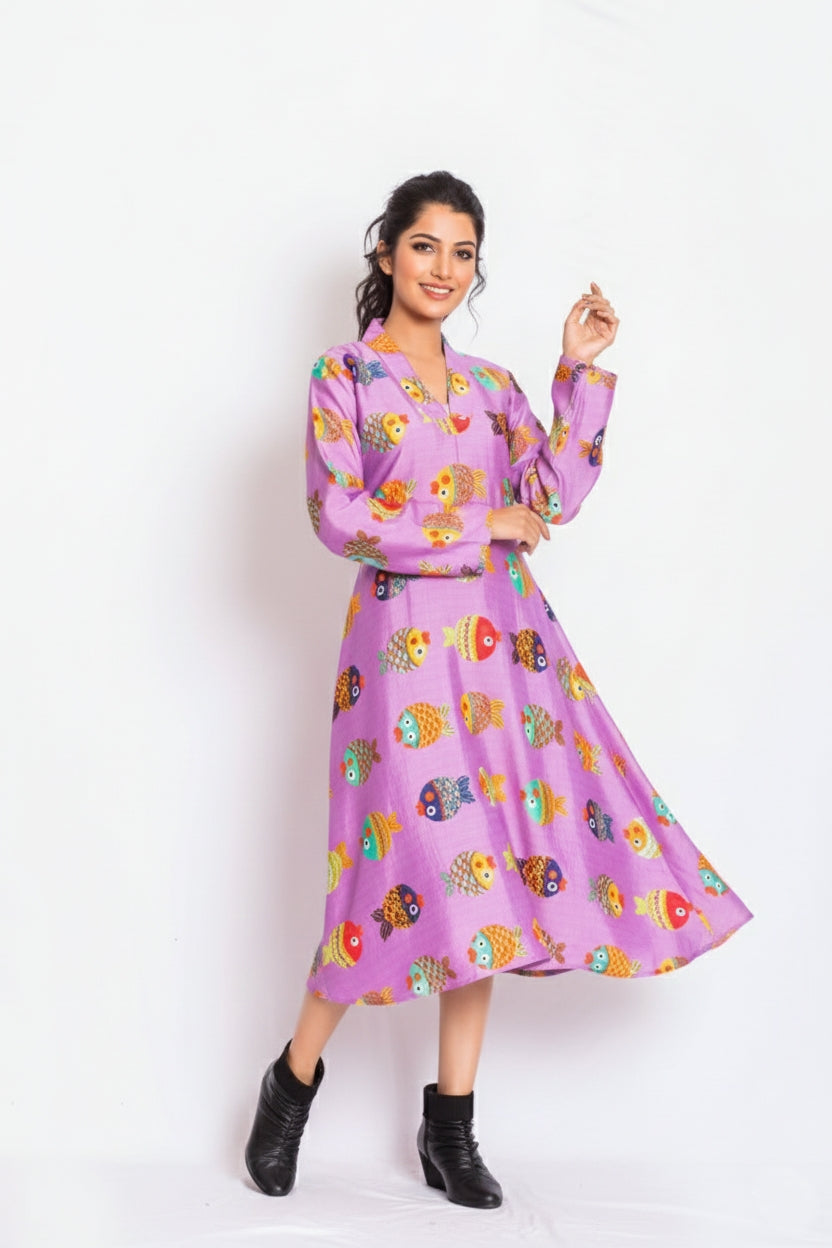 Prati Satin Print Dress