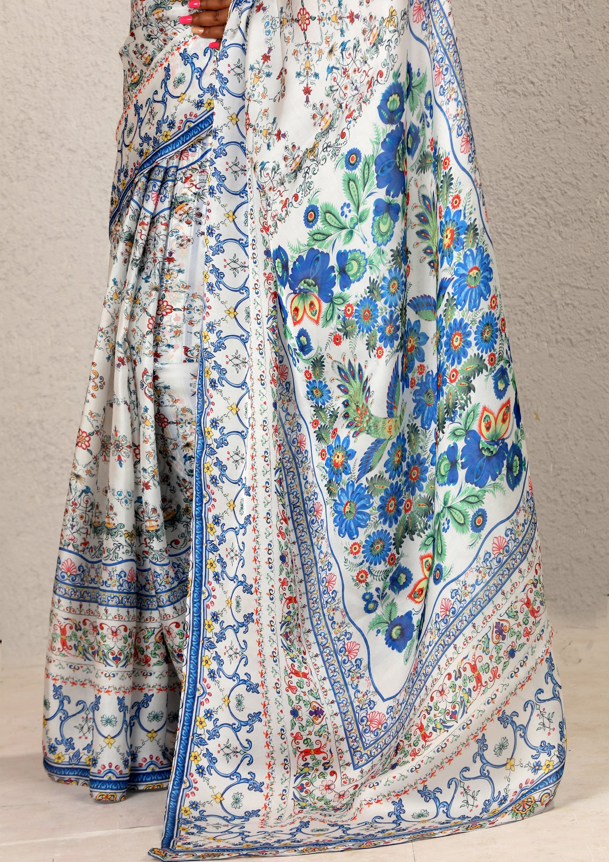 Soothing Birds and Florals Saree