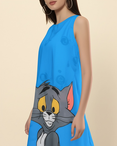 Tom’s Trouble Satin Print Dress