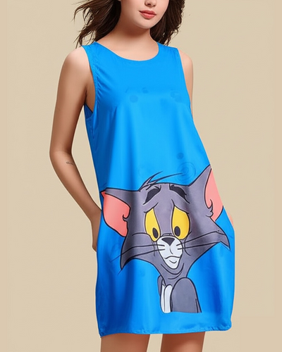 Tom’s Trouble Satin Print Dress