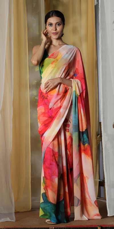 Tropical Florals Georgette Print Saree