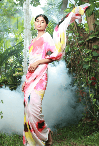 Blooming Blossoms Georgette Print Saree
