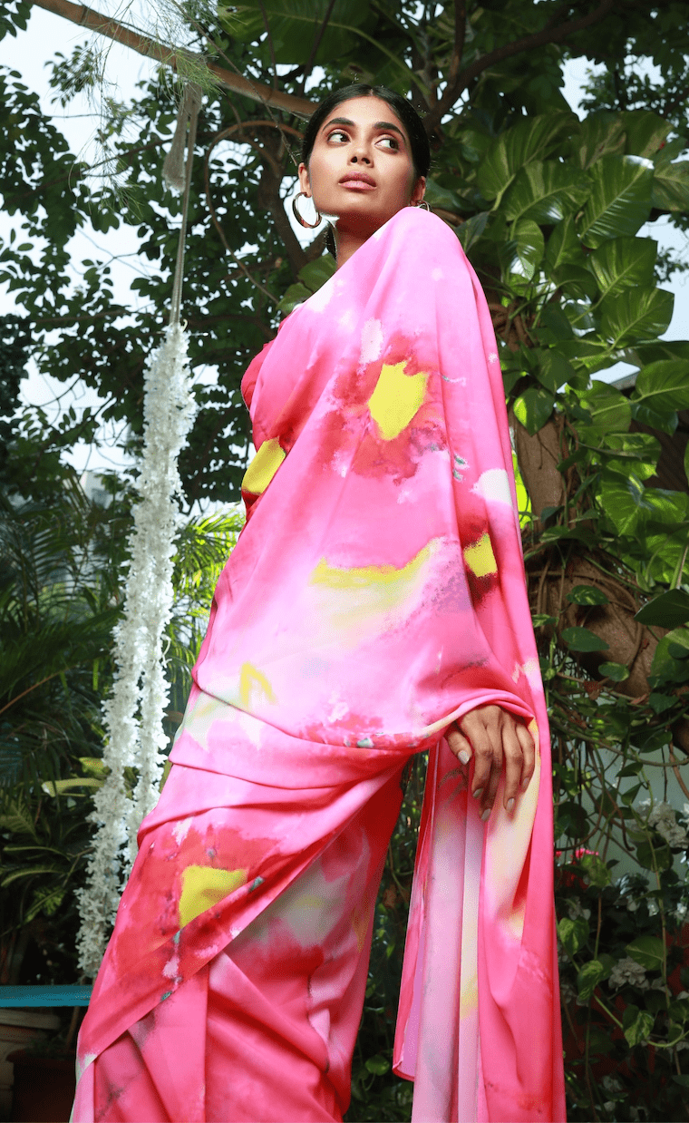Fluid Florals Georgette Print Saree