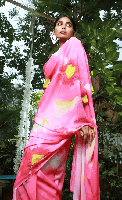 Fluid Florals Georgette Print Saree