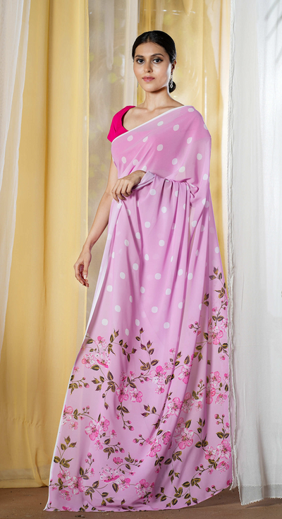 Polka Way Georgette Print Saree