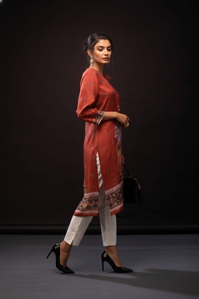 Lord Krishna Contemporary Spun Print Tunic