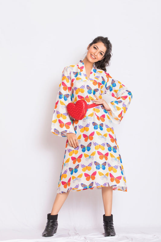 Aksha Satin Print Dress