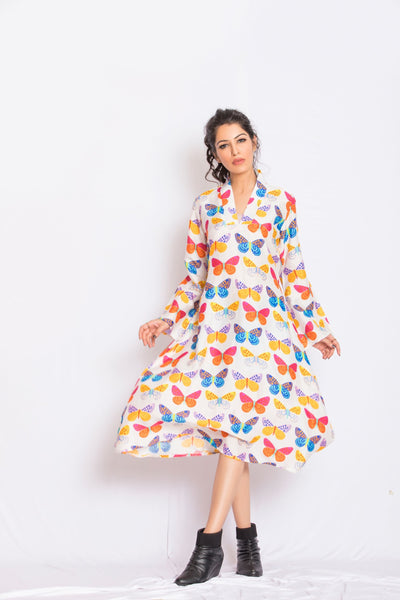 Aksha Satin Print Dress