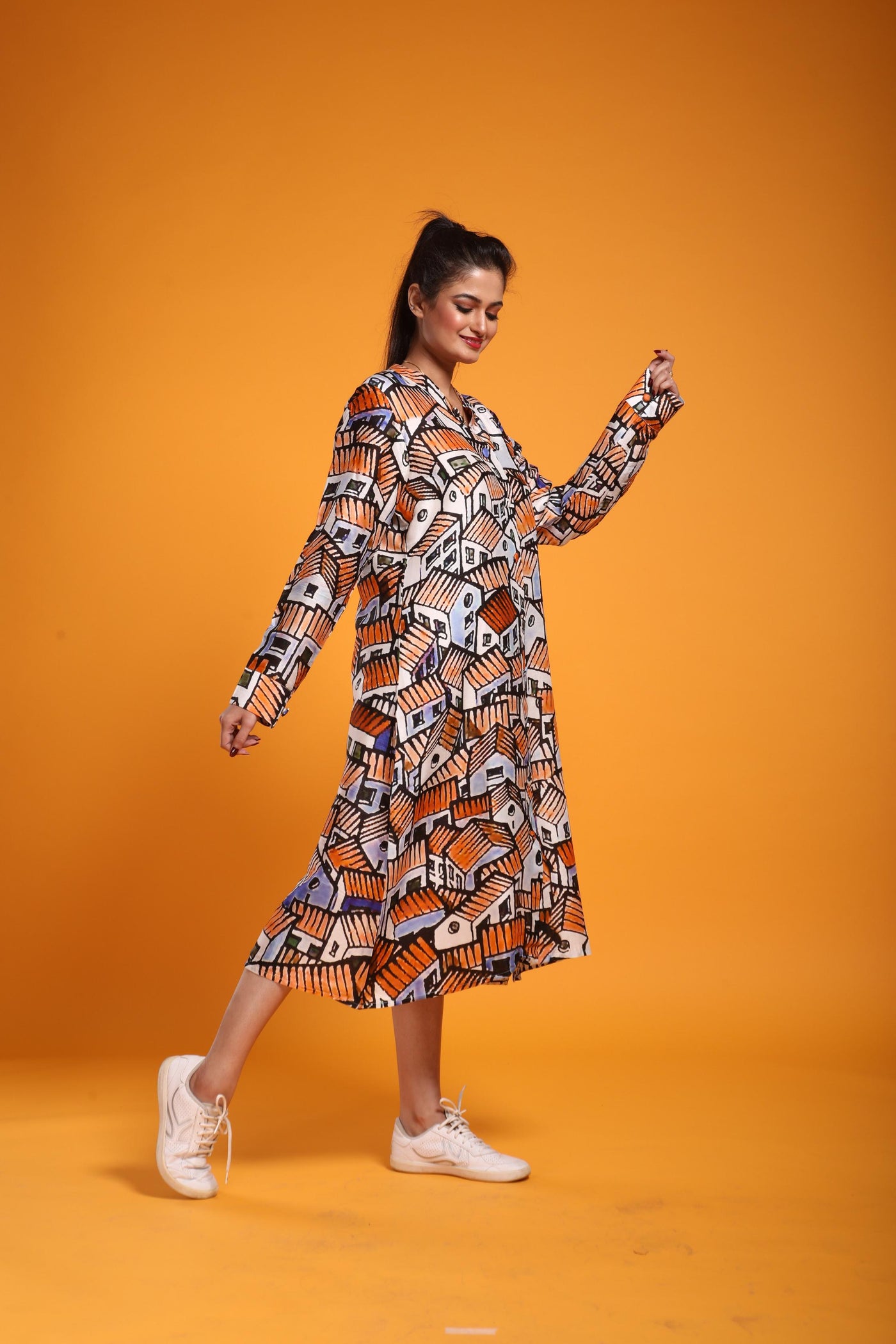 Roof Satin Print Dress