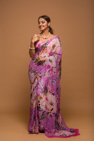 Floral Blush Saree