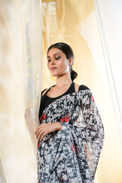 Chehre Georgette Print Saree