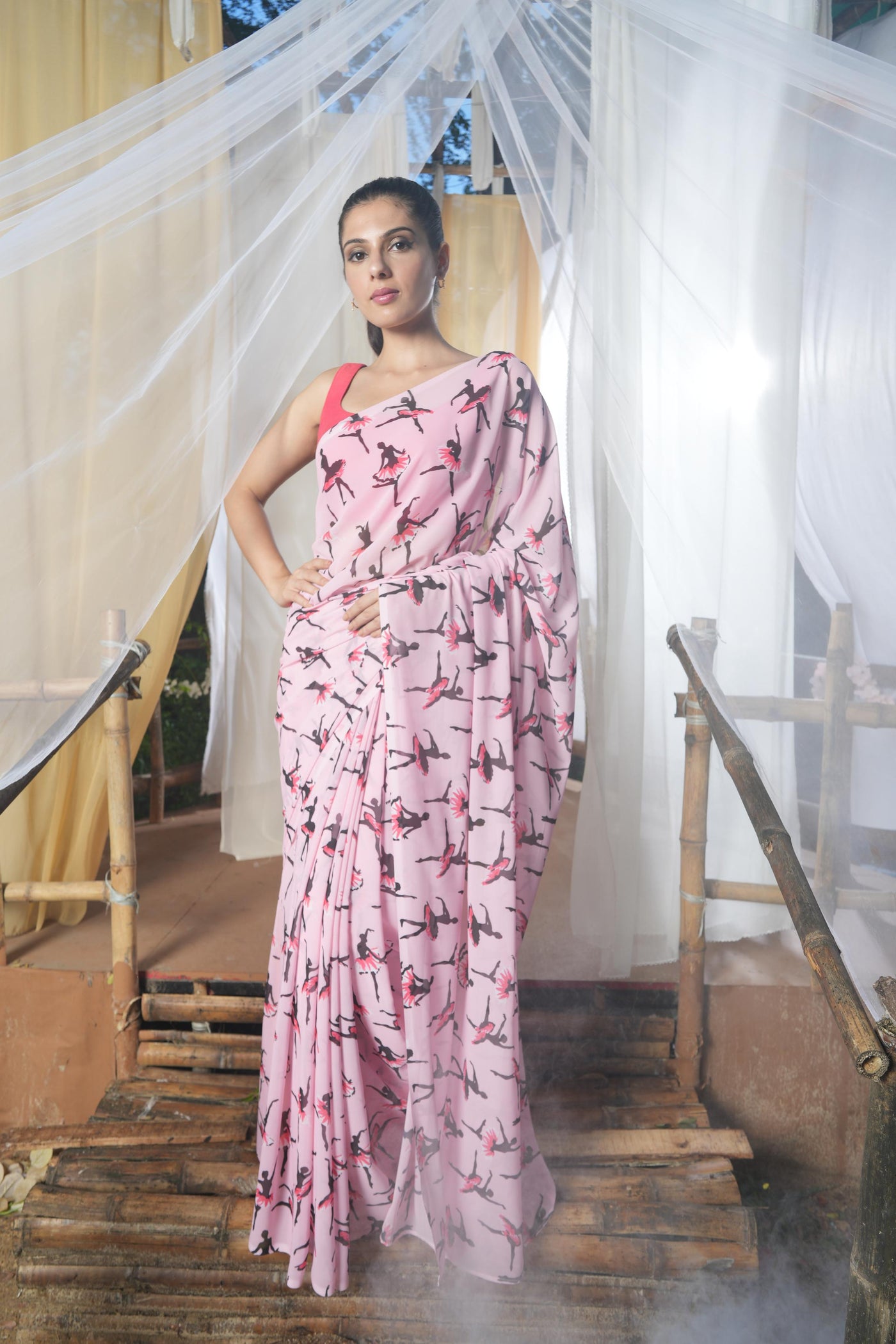 Ballet Moves Georgette Print Saree