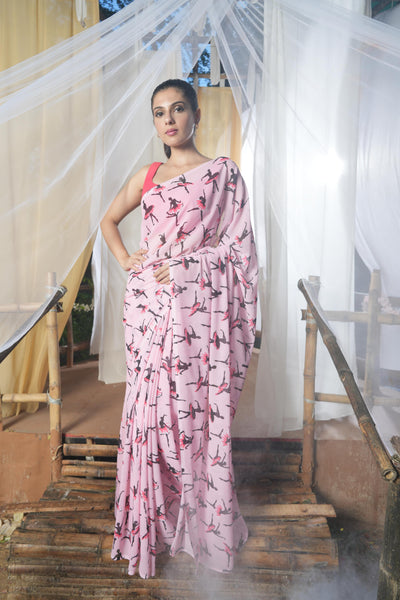 Ballet Moves Georgette Print Saree
