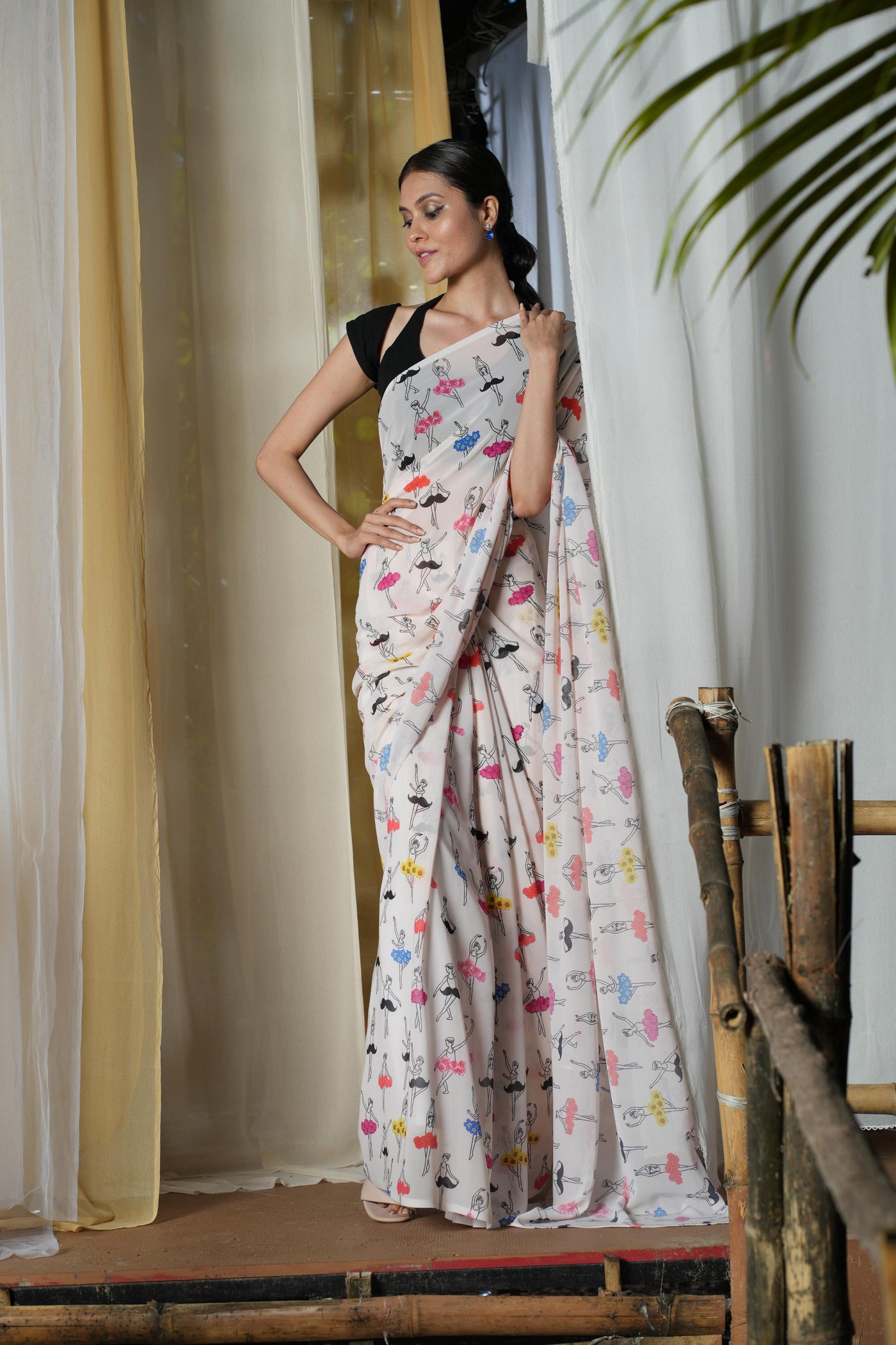 Ballerina Georgette Print Saree