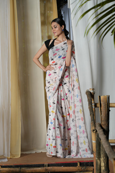 Ballerina Georgette Print Saree