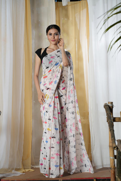 Ballerina Georgette Print Saree