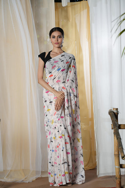 Ballerina Georgette Print Saree