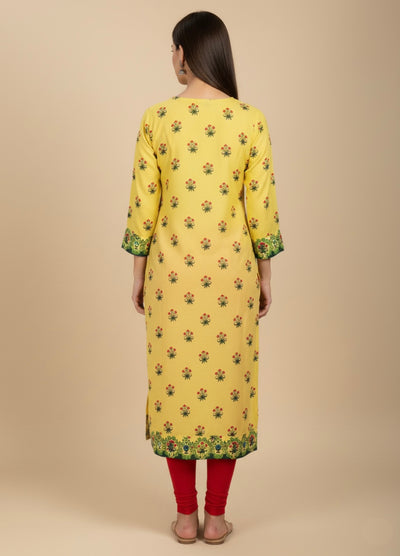 Surajmukhi Yellow Cotton Print Tunic