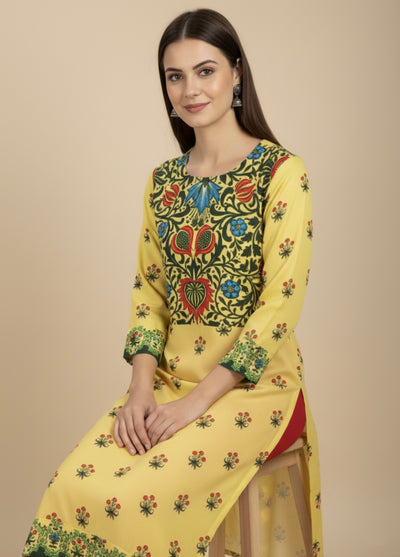 Surajmukhi Yellow Cotton Print Tunic