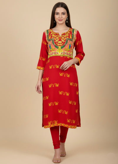 Lalima Red Cotton Print Tunic