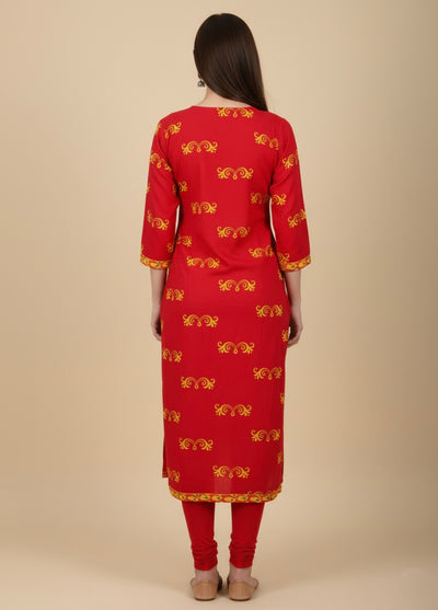 Lalima Red Cotton Print Tunic