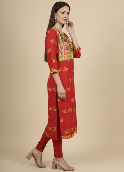 Lalima Red Cotton Print Tunic