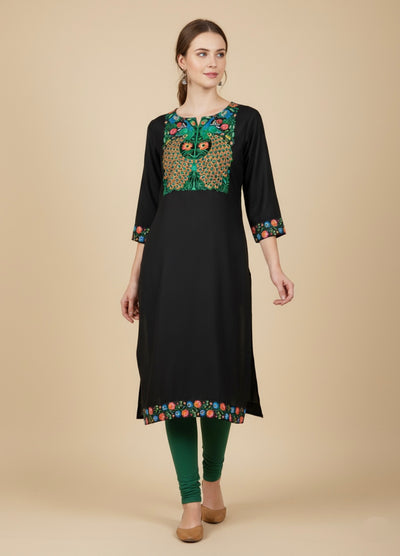 Meher Black Cotton Print Tunic