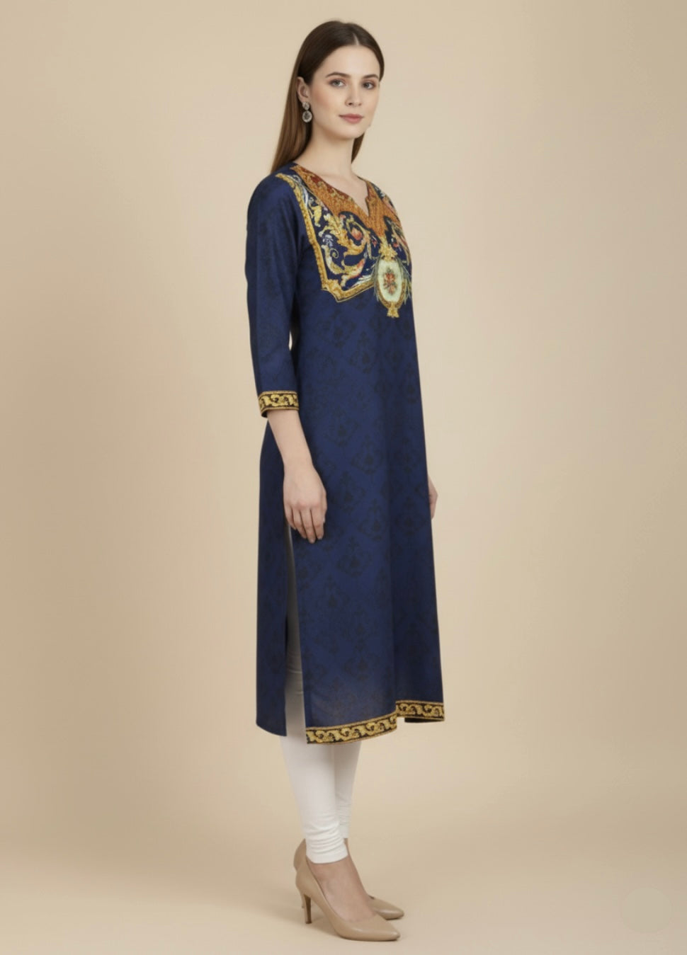 Neelraj Blue Cotton Print Tunic