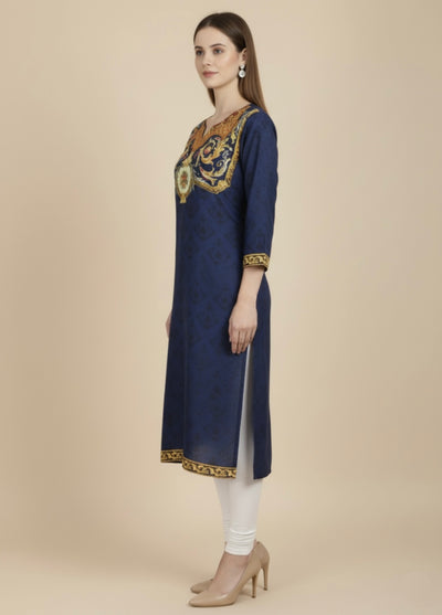 Neelraj Blue Cotton Print Tunic