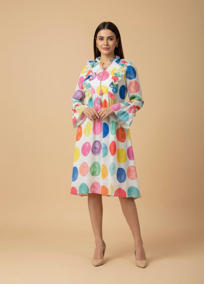 Dot Drama Georgette Print Dress