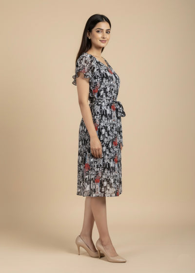 Inked Gaze Georgette Print Dress