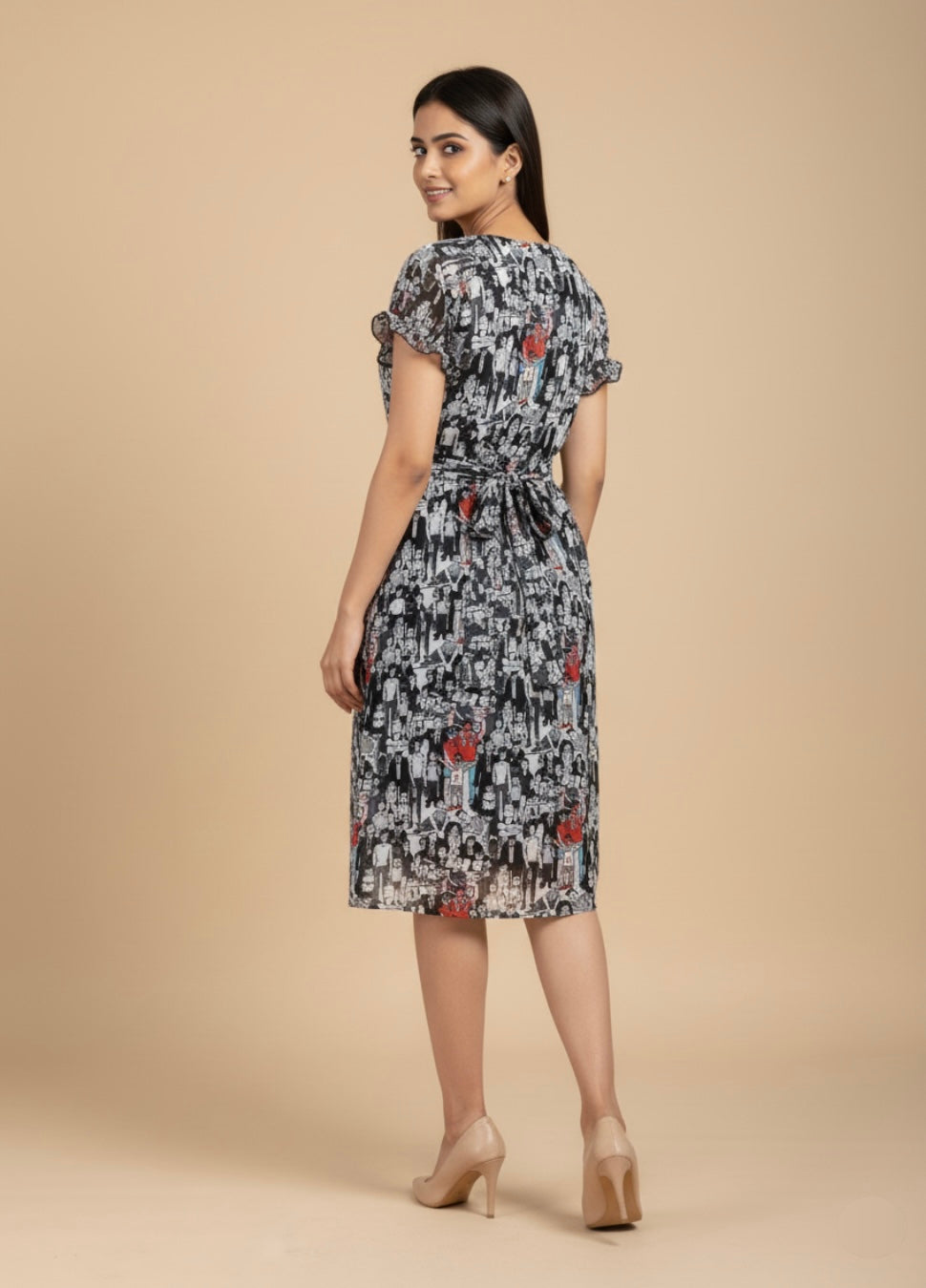 Inked Gaze Georgette Print Dress