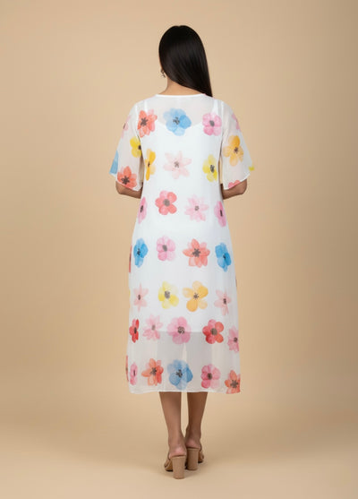 Petal Whisper Georgette Print Dress