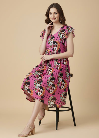 Face & Frill Georgette Print Dress