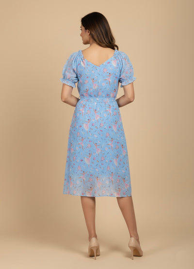 Ballet Blush Georgette Print Dress