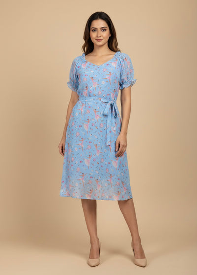 Ballet Blush Georgette Print Dress
