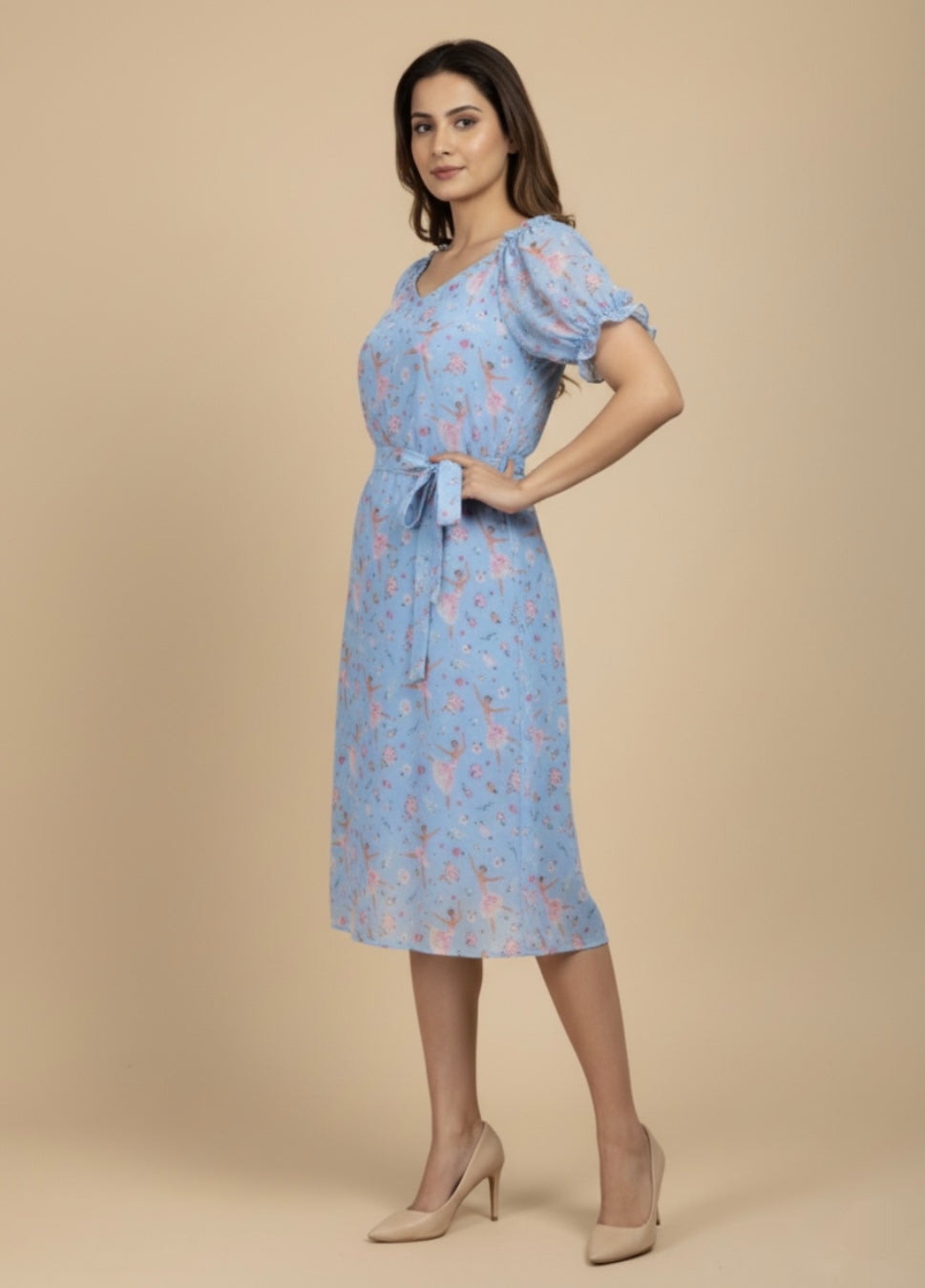 Ballet Blush Georgette Print Dress