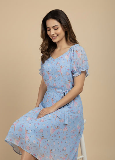 Ballet Blush Georgette Print Dress