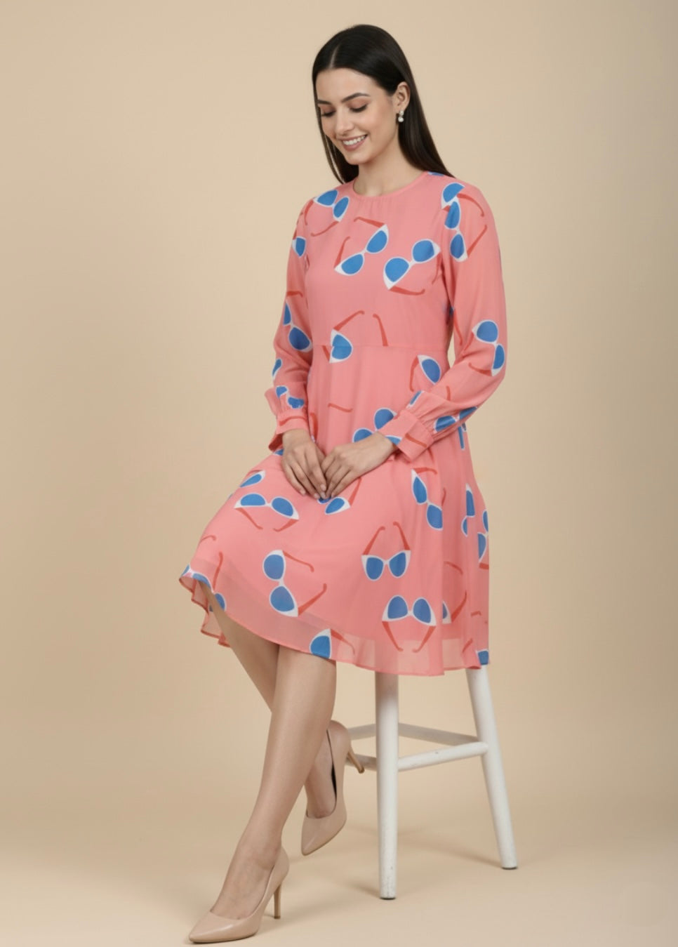 Seeing Pink Georgette Print Dress
