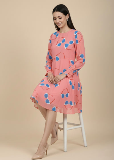 Seeing Pink Georgette Print Dress