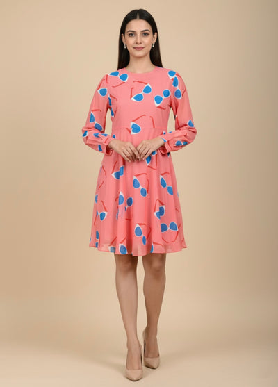 Seeing Pink Georgette Print Dress