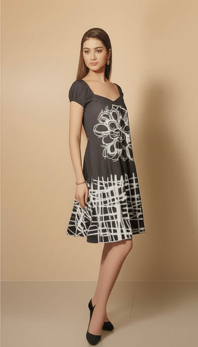 Monochrome Maze Print Dress