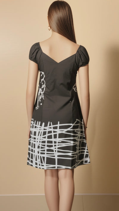 Monochrome Maze Print Dress