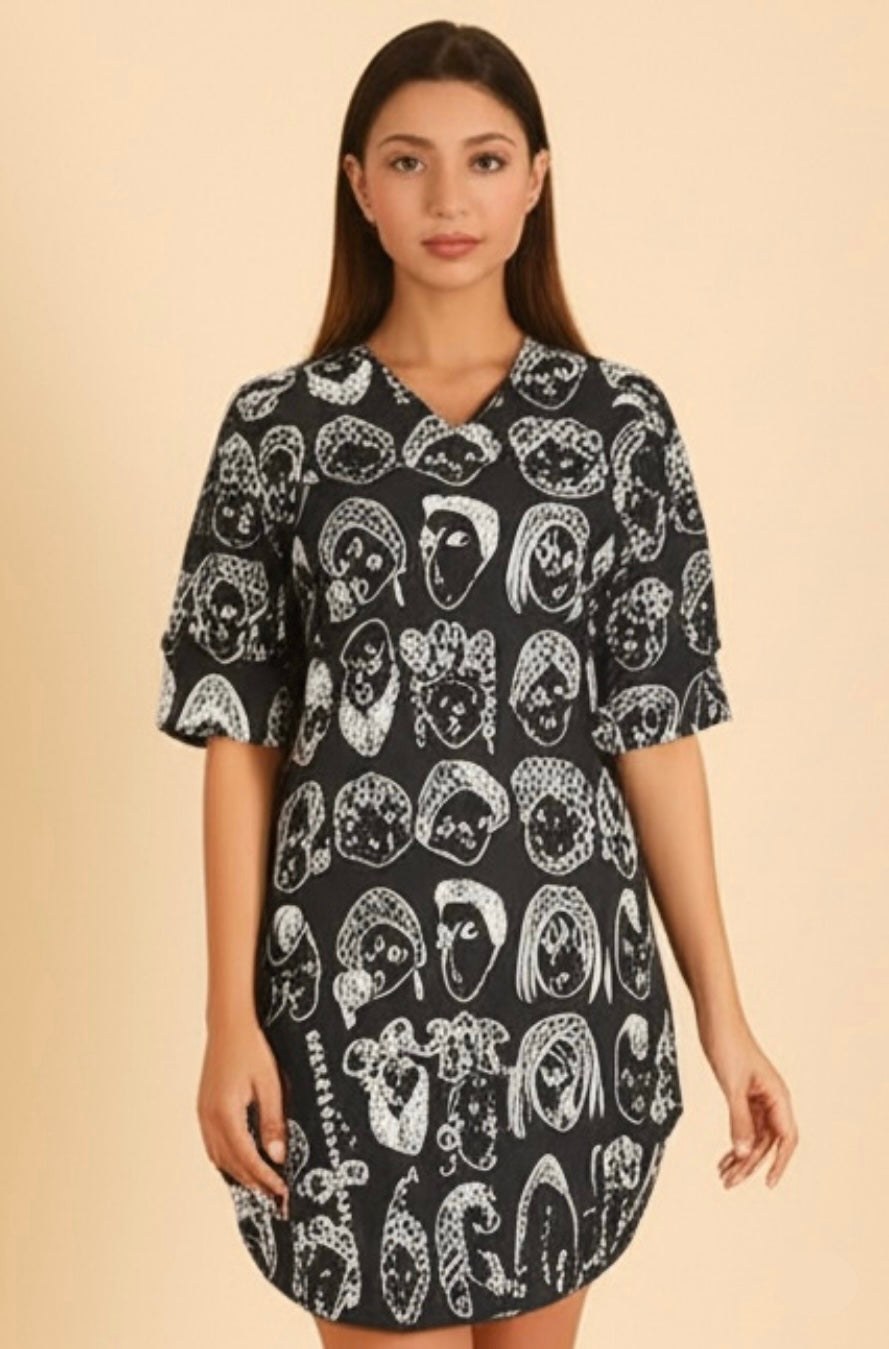 Muse Face Print Dress